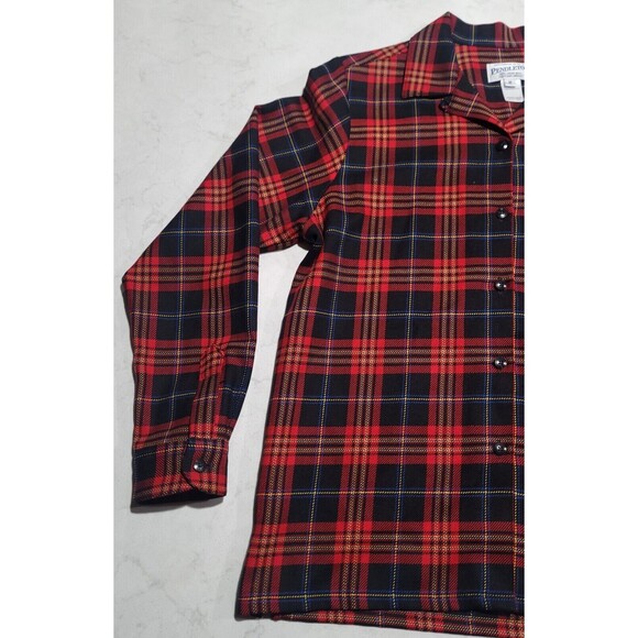 Pendleton 100% Virgin Wool Woman's Red Black Plaid Medium Vintage 90s EUC VTG - Picture 5 of 15